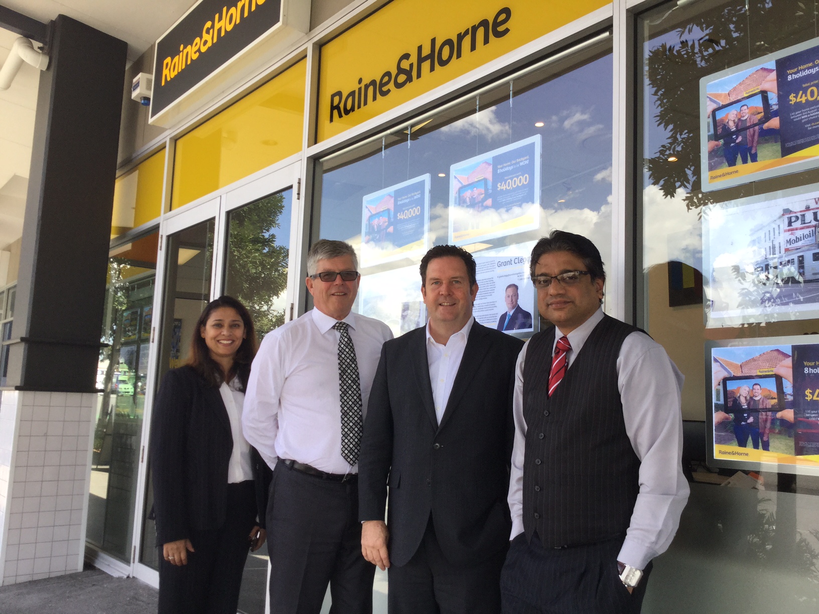 Raine & Horne Woolloongabba - Shilpa Karri, QLD General Manager Steve Worrad, Executive Chairman Angus Raine, Ram Karri